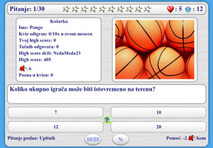 Slika kviza pod nazivom Košarka
