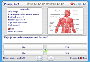 Slika kviza pod nazivom Anatomija