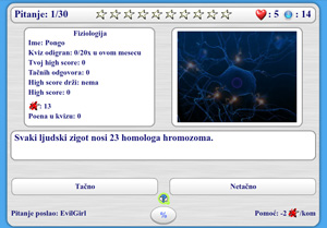 Slika kviza pod nazivom Fiziologija